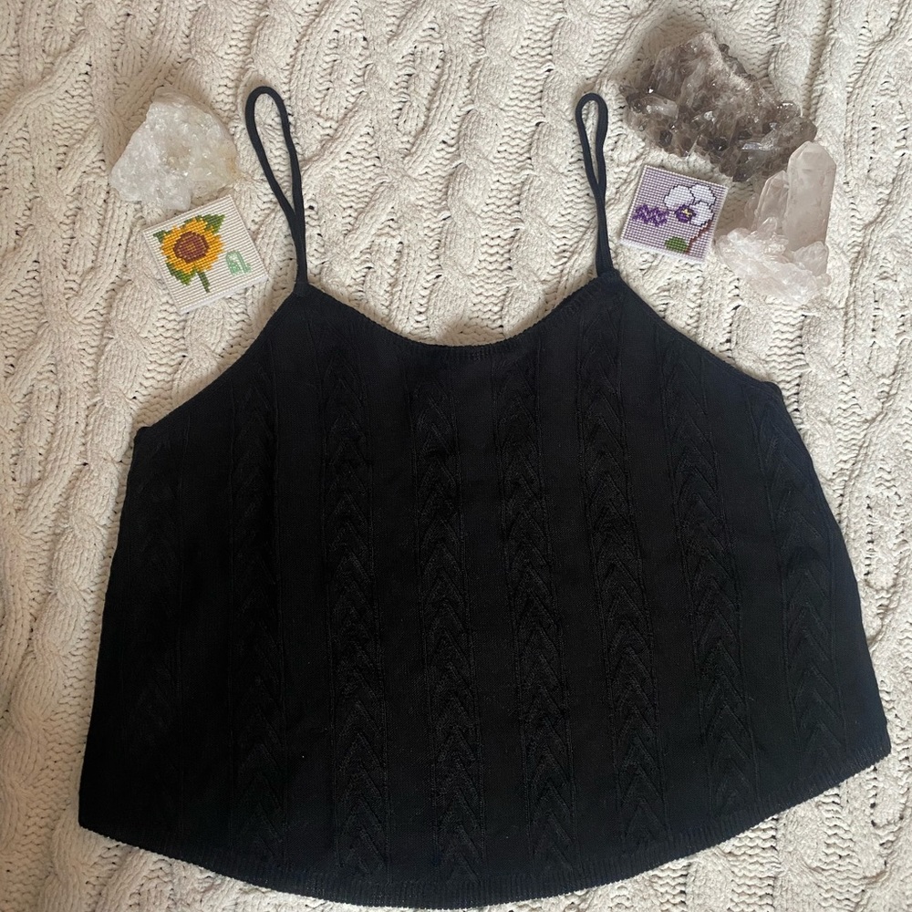 Anthropologie Black Knit Tank Top